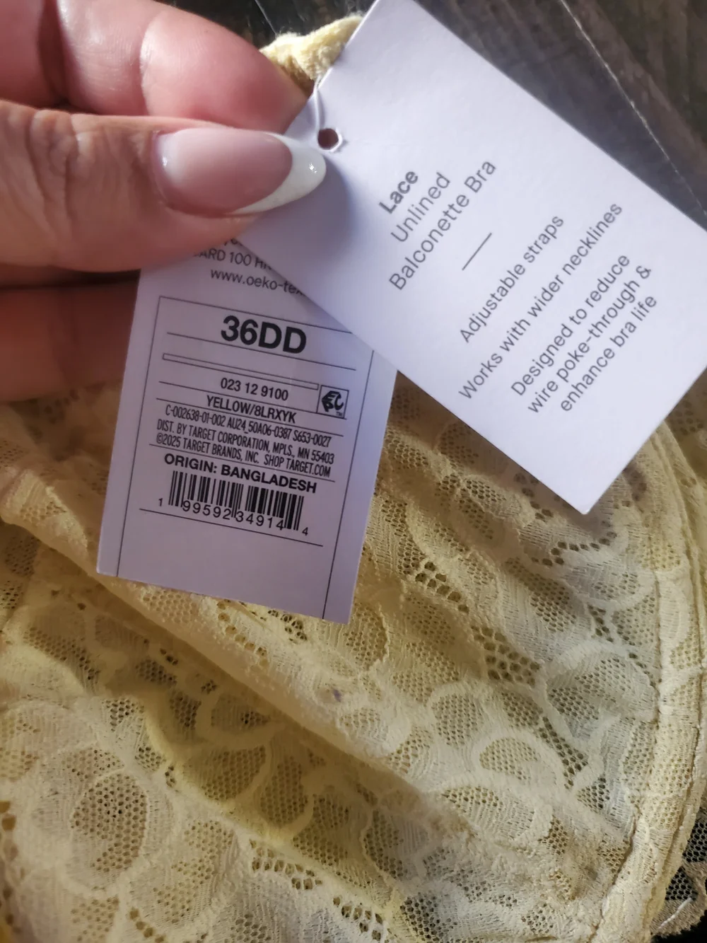 Auden Yellow Floral Lace Underwire Bra